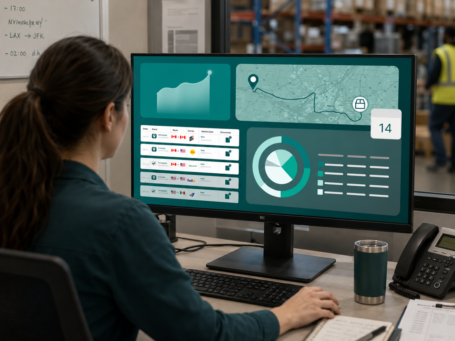 Logistics operator in front of a screen comparing multi-carrier shipping options, illustrating when shipping software is a better fit than a 3PL